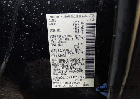 2016 Nissan Frontier Sv z USA, uszkodzony, nr VIN 1N6AD0EV2GN787217